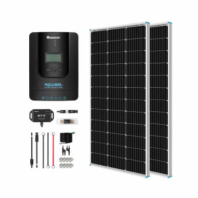 200W 12V/24V Monocrystalline Solar Premium Kit w/Rover 20A Charger Controller
