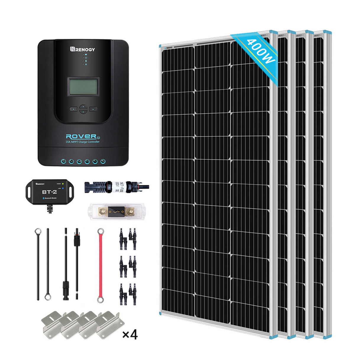 400 W 12 V/24 V monokristallines Solar-Premium-Kit mit Rover 40 A-Laderegler