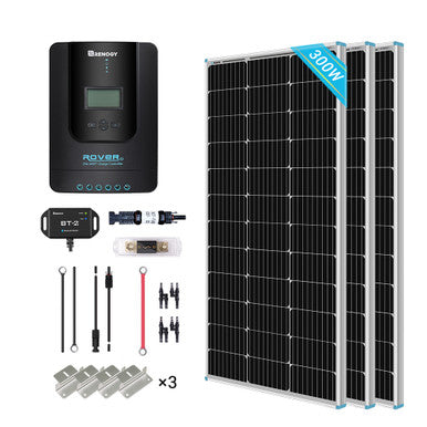 300W 12V/24V Monocrystalline Solar Premium Kit w/Rover 40A Charger Controller