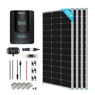 400 W 12 V/24 V monokristallines Solar-Premium-Kit mit Rover 40 A-Laderegler